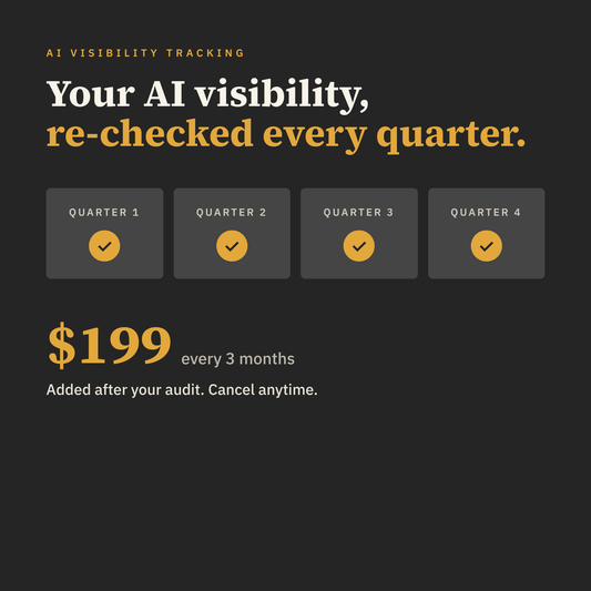 AI Visibility Tracking: your AI visibility re-checked every quarter for $199 every 3 months